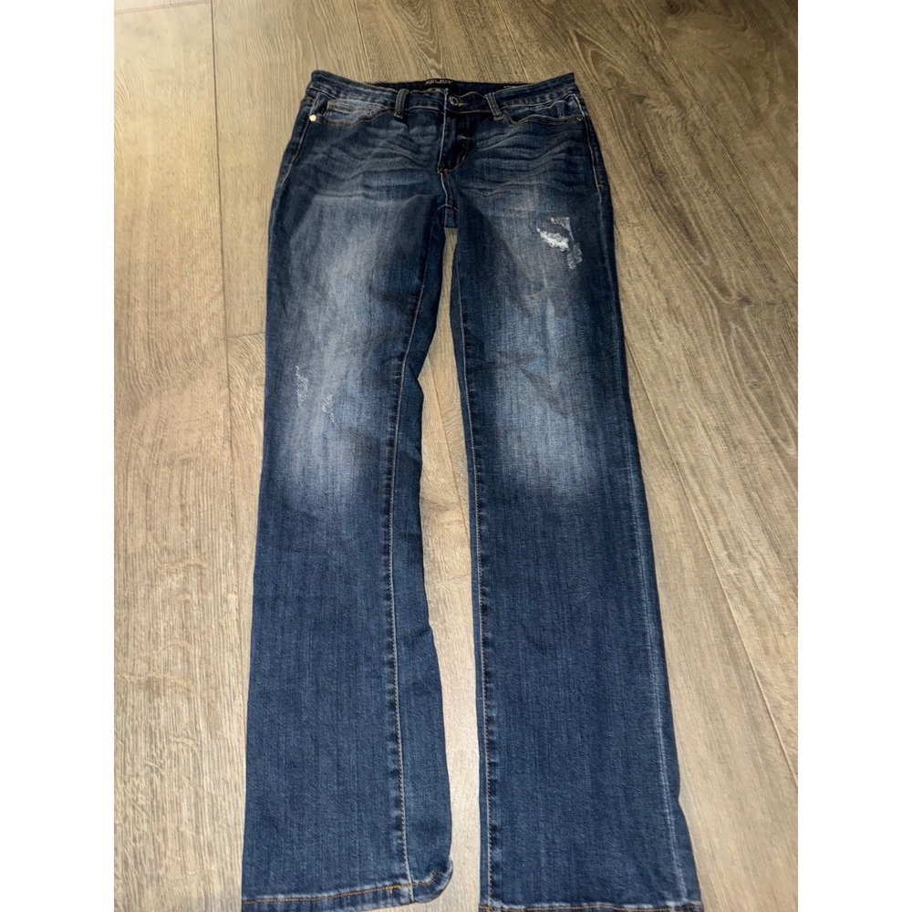 Judy Blue Los Angeles Straight Fit Dark Wash Distressed Jeans Size 32